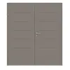 HÖRMANN drzwi dwuskrzydłowe Groove 11 taupe RAL 7048 lakier DesignLine z ościeżnicą