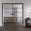 LIENBACHER GLAS Drzwi podwójne z całkowitego szkła Black Signature DFT 620 z paskami szkła przezroczystego