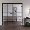 LIENBACHER GLAS Drzwi podwójne z całkowitego szkła Black Signature DFT 621 z paskami szkła przezroczystego