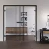 LIENBACHER GLAS Drzwi podwójne ze szkła całkowitego Black Signature DFT 623 z paskami szkła przezroczystego