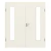 HÖRMANN Drzwi dwuskrzydłowe biel czysta RAL 9010 lakier ProLine z przeszkleniem LA 24 po stronie zawiasów z ościeżnicą
