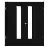 HÖRMANN drzwi dwuskrzydłowe czarny RAL 9005 lakier ProLine z przeszkleniem LA-24 z ościeżnicą