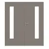 HÖRMANN Drzwi dwuskrzydłowe taupe RAL 7048 lakier ProLine z przeszkleniem LA-24 po stronie zawiasów z ościeżnicą