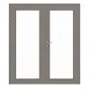 HÖRMANN drzwi dwuskrzydłowe taupe (kolor ciemnoszaro-brązowy) RAL 7048 lakier ProLine z przeszkleniem LA-27 z ościeżnicą