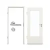 GARANT zestaw drzwi pokojowych biel ze strukturą Premium CePaL z przeszkleniem LA-DIN z ościeżnicą i klamką.
