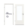 GARANT Zestaw drzwi pokojowych Białe lakier RAL 9016 z przeszkleniem LA-DIN z ościeżnicą i klamką