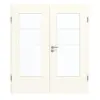 GARANT drzwi dwuskrzydłowe wraz z ościeżnicą 0105-60 Pearl White CePaL z przeszkleniem LA-DIN Sprosse SP10