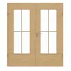 GARANT Drzwi dwuskrzydłowe wraz z ościeżnicą układ poprzeczny Authentic dąb z sękami GCK08 z przeszkleniem LA-DIN szprosy SP0