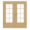 GARANT Drzwi dwuskrzydłowe wraz z ościeżnicą układ poprzeczny Authentic dąb z sękami GCK08 z przeszkleniem LA-DIN szprosy SP1