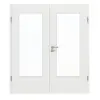 GARANT Drzwi dwuskrzydłowe wraz z ościeżnicą, matowe, biały lakier 9016 G-TEC z przeszkleniem LA-DIN