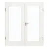 GARANT Drzwi dwuskrzydłowe wraz z ościeżnicą układ poprzeczny Authentic Bianco GCK08 z przeszkleniem LA-2
