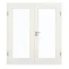 GARANT Drzwi dwuskrzydłowe wraz z ościeżnicą w bieli ze strukturą Premium CePaL z przeszkleniem LA-2