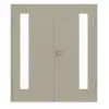 GARANT Drzwi dwuskrzydłowe wraz z ościeżnicą, matowe, szary jedwab 7044 G-TEC z przeszkleniem LA-4 po stronie zawiasów