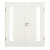 GARANT Drzwi dwuskrzydłowe wraz z ościeżnicą Biel ze strukturą Premium CePaL z przeszkleniem LA-4 od strony zawiasów