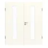 GARANT drzwi dwuskrzydłowe wraz z ościeżnicą 0105-60 Pearl White CePaL z przeszkleniem LA-4 pośrodku