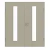 Drzwi dwuskrzydłowe GARANT z ościeżnicą w kolorze szary jedwab matowy 7044 G-TEC z centralnym przeszkleniem LA-4