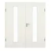 GARANT Drzwi dwuskrzydłowe wraz z ościeżnicą Biel ze strukturą Premium CePaL z przeszkleniem LA-4 na środku