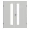 GARANT drzwi dwuskrzydłowe z ościeżnicą D92-60 Dove Grey Resopal z przeszkleniem LA-4 od strony zamka