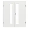 GARANT Drzwi dwuskrzydłowe wraz z ościeżnicą, matowe, biały lakier 9016 G-TEC z przeszkleniem LA-4 po stronie zamka