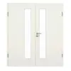 GARANT Drzwi dwuskrzydłowe wraz z ościeżnicą w bieli ze strukturą Premium CePaL z przeszkleniem LA-4 po stronie zamka