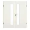 GARANT Drzwi dwuskrzydłowe wraz z ościeżnicą w bieli ze strukturą Premium GCK08 z przeszkleniem LA-4 po stronie zamka