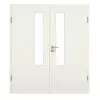 GARANT Drzwi dwuskrzydłowe wraz z ościeżnicą w bieli ze strukturą Premium CePaL z przeszkleniem LA-5 po stronie zamka