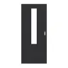 Drzwi przesuwne GARANT matowe RAL 9005 G-TEC z centralnym przeszkleniem LA-5