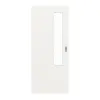 GARANT Drzwi przesuwne białe lakierowane 9016 CePaL z przeszkleniem LA-5 po stronie zamka