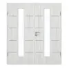 GARANT Drzwi dwuskrzydłowe Corona 830 Authentic Grigio CePaL z przeszkleniem LA-4 na środku z ościeżnicą