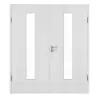 HUGA drzwi dwuskrzydłowe dąb biały Durat Basic z przeszkleniem LA 24 na środku z ościeżnicą