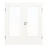 HUGA drzwi dwuskrzydłowe biel pino Durat Basic z przeszkleniem LA-DIN z ościeżnicą