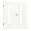 HUGA drzwi 2-skrzydłowe biel pino Durat Basic z przeszkleniem LA 24 na środku z ościeżnicą