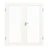 HUGA drzwi dwuskrzydłowe biel pino Durat Basic z przeszkleniem LA 27 z ościeżnicą