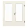 HUGA drzwi dwuskrzydłowe białe podobne do RAL 9010 Lack Basic z przeszkleniem LA-DIN z ościeżnicą
