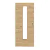HUGA drzwi przesuwne dąb sękaty wzdłuż Durat Basic z przeszkleniem LA 24 na środku