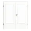 HUGA drzwi dwuskrzydłowe biel ultramatowa Durat Basic Versio z przeszkleniem LA-DIN z ościeżnicą