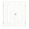 HUGA drzwi 2-skrzydłowe biel ultramatowa Durat Basic Versio z przeszkleniem LA 24 z ościeżnicą.