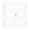 HUGA drzwi dwuskrzydłowe biel ultramatowa Durat Basic Versio z przeszkleniem LA 11 z ościeżnicą