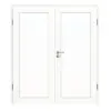 HUGA drzwi 2-skrzydłowe biel ultramatowa Durat Basic Versio z przeszkleniem LA 27 z ościeżnicą.