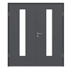 HUGA Drzwi podwójne strukturalne antracytowe Durat Basic Versio z przeszkleniem LA 24 z ościeżnicą