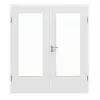HUGA drzwi dwuskrzydłowe biel bawełniana Durat Basic Versio z przeszkleniem LA-DIN z ościeżnicą