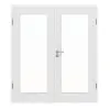 HUGA drzwi dwuskrzydłowe biel bawełniana Durat Basic Versio z przeszkleniem LA 8 z ościeżnicą