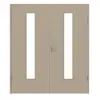 HUGA drzwi dwuskrzydłowe Cotton like taupe (kolor ciemnoszaro-brązowy) Durat Basic Versio z przeszkleniem LA 24 z ościeżnicą