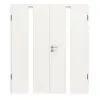 HUGA drzwi dwuskrzydłowe Smart 1 biały lakier dekor podobny do RAL 9016 Durat Concept z przeszkleniem na środku z ościeżnicą
