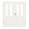 HUGA drzwi dwuskrzydłowe Kontur 4 biały lakier klasyczny z przeszkleniem LA szprosy 1/3 z ościeżnicą