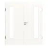 HUGA drzwi dwuskrzydłowe biel pino Durat Basic z przeszkleniem LA 24 po stronie zawiasów z ościeżnicą