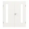 HUGA drzwi 2-skrzydłowe biały lakier dekor podobny do RAL 9016 Durat Basic z przeszkleniem LA 24 po stronie zawiasów z ościeżnicą