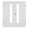 HUGA drzwi dwuskrzydłowe dąb biały Durat Basic z przeszkleniem LA 24 od strony zamka z ościeżnicą