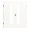 HUGA drzwi 2-skrzydłowe biel pino Durat Basic z przeszkleniem LA 24 od strony zamka z ościeżnicą
