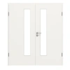 HUGA Drzwi podwójne białe podobne do RAL 9016 lakier podstawowy z przeszkleniem LA 24 po stronie zamka z ościeżnicą